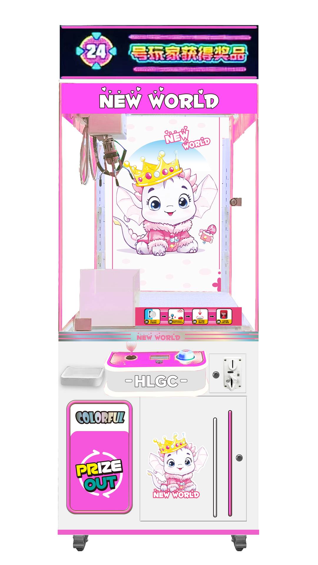 Máy Gắp Thú Màn Hình LED - Màu hồng - New world