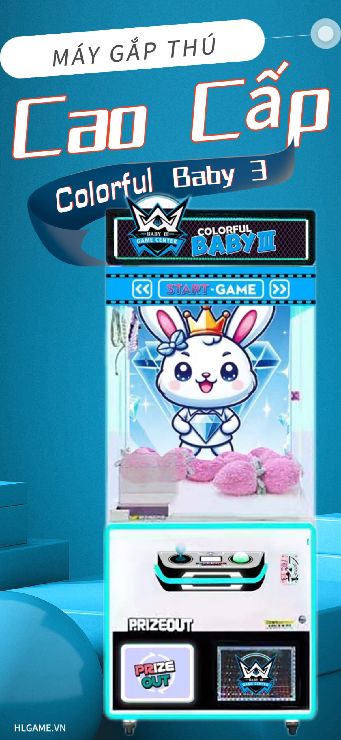 Máy gắp thú bông màu xanh băng ngọc mới nhất, kết hợp 3 màu sắc thú vị!!!